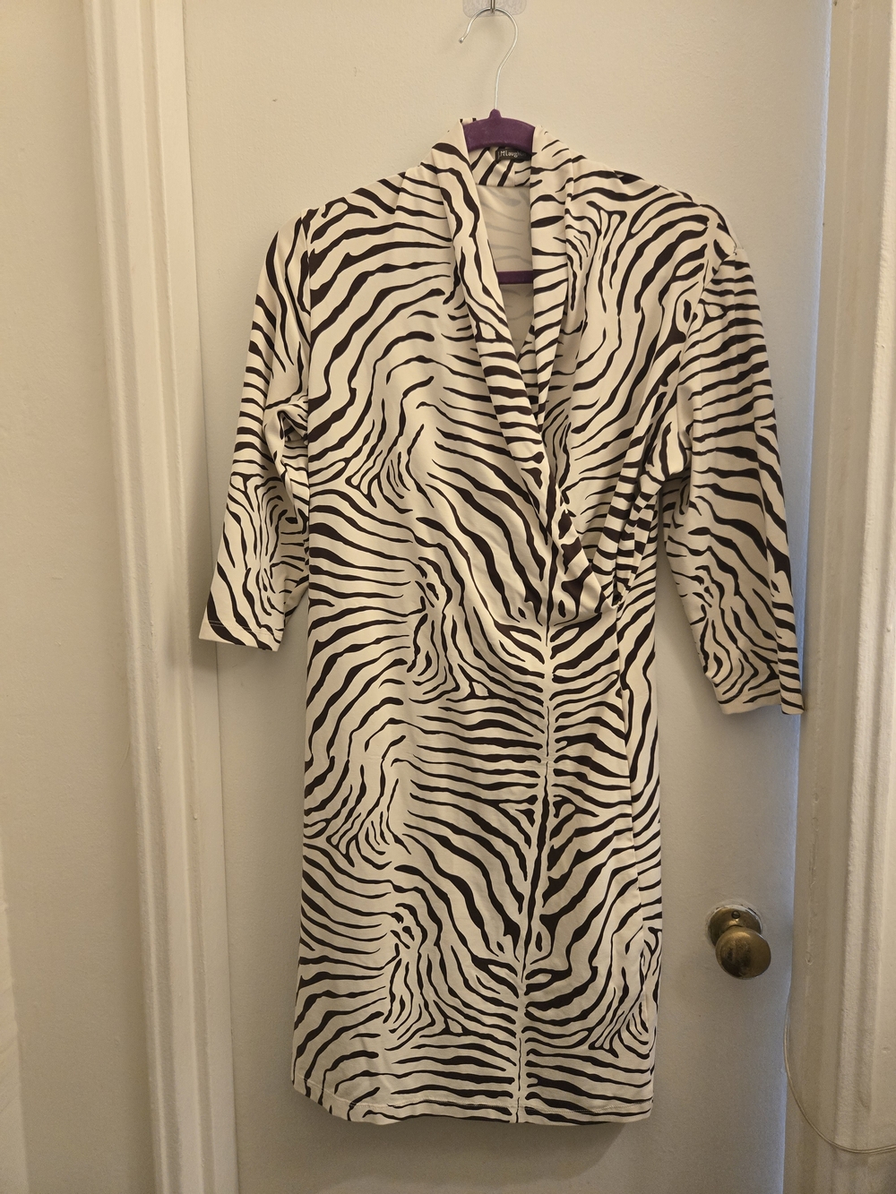 J. McLaughlin Zebra-Print Wrap Dress in Cream and Black
